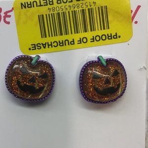 Betsey Johnson New Orange and Purple Jack-O-Lantern Earrings